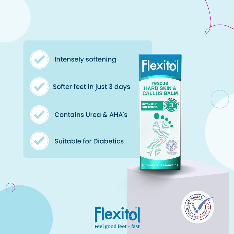 Flexitol Rescue Hard Skin and Callus Balm 56g, Softening Foot Cream with Glycolic and Salicylic Acid, Suitable for Diabetics - BeesActive Australia