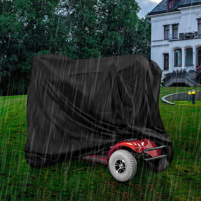 Waterproof Mobility Scooter Cover, Black Heavy Duty 190D Oxford Scooter Cover,4 Wheel Power Scooter Travel Storage Cover to Prevent Rain Wind Dust Sun fits for Most Mobility Scooter (170X61X117cm) 170X61X117cm - BeesActive Australia