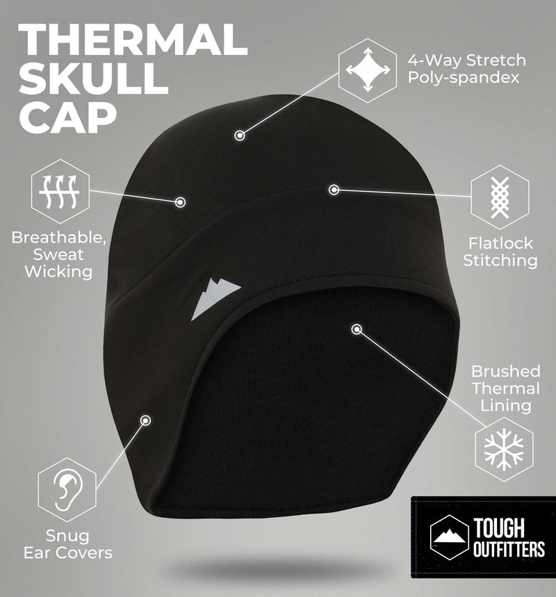 Helmet Liner Skull Cap Beanie - Ultimate Thermal Retention and Performance Moisture Wicking. Perfect for Running, Cycling, Skiing & Winter Sports. Fits Under Helmets (HL with Ear Covers) Black - BeesActive Australia