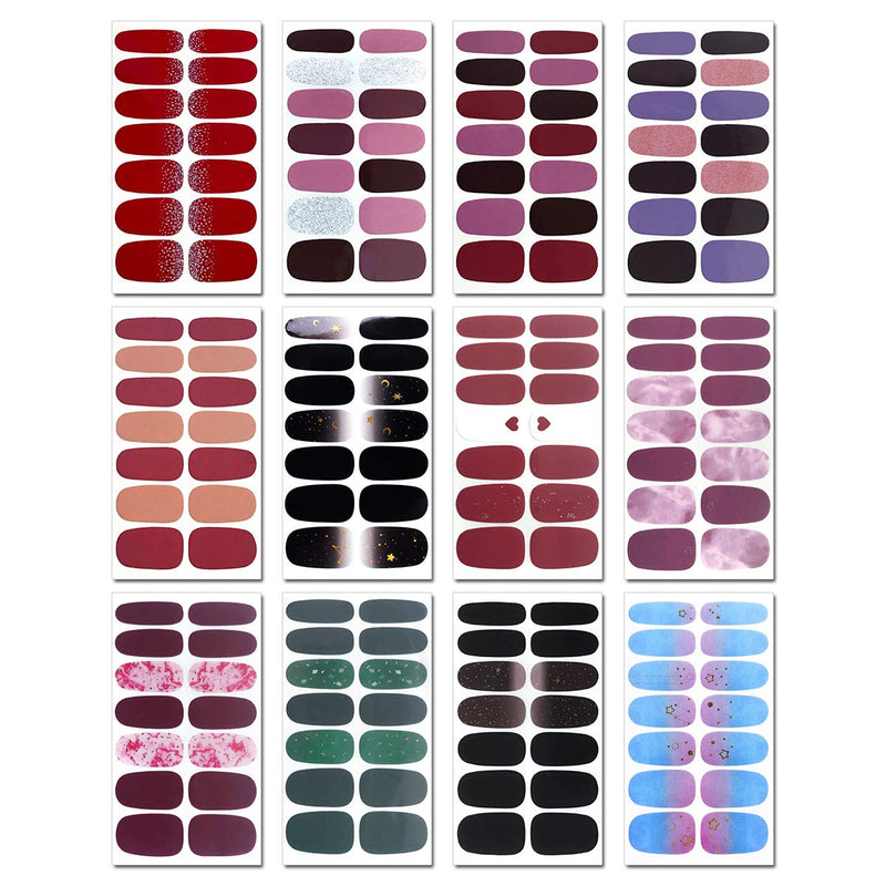 JERCLITY 24 Sheets Gradient Full Wraps Nail Polish Stickers Strips with 1pc Nail File Kit Self-Adhesive Stick On Nail Polish Strips Decals for Women Girls KIT3A - BeesActive Australia