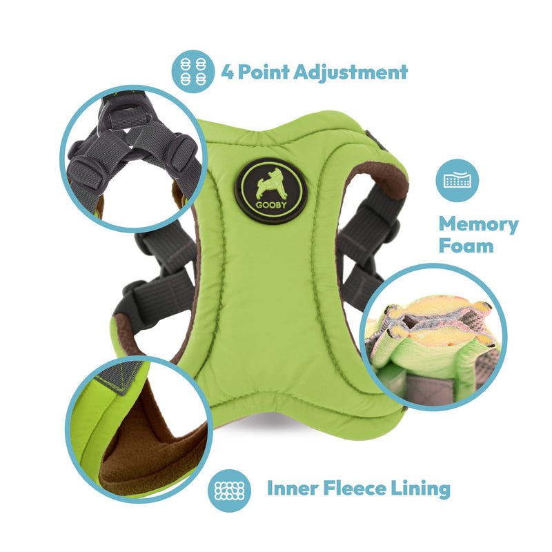 Gooby Escape Free Memory Foam Harness - No Pull Step-in Small Dog Harness with Four Point Adjustment - Perfect on The Go Dog Harness for Medium Dogs No Pull and Small Dogs for Indoor and Outdoor Use Green Medium Chest (14.25~21.5") - BeesActive Australia