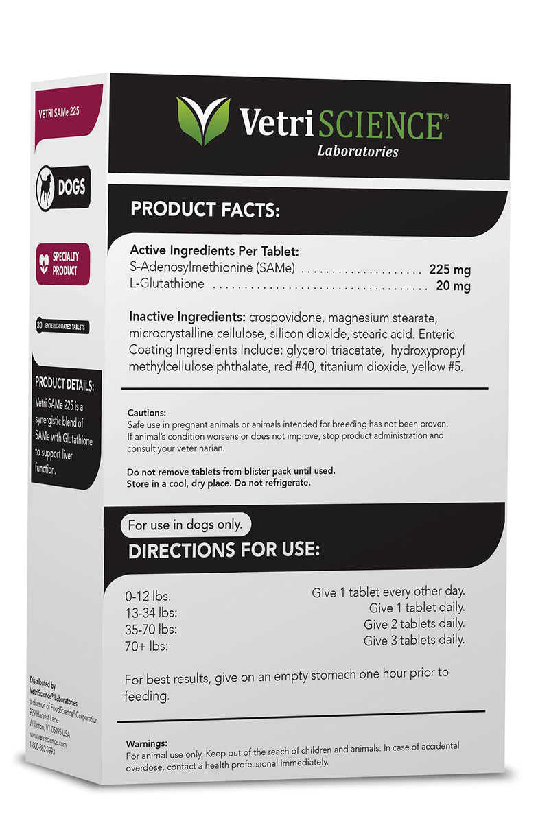 VetriScience Vetri-Same Advanced Liver Support Supplement for Dogs with Glutathione, 225mg Tablets - BeesActive Australia