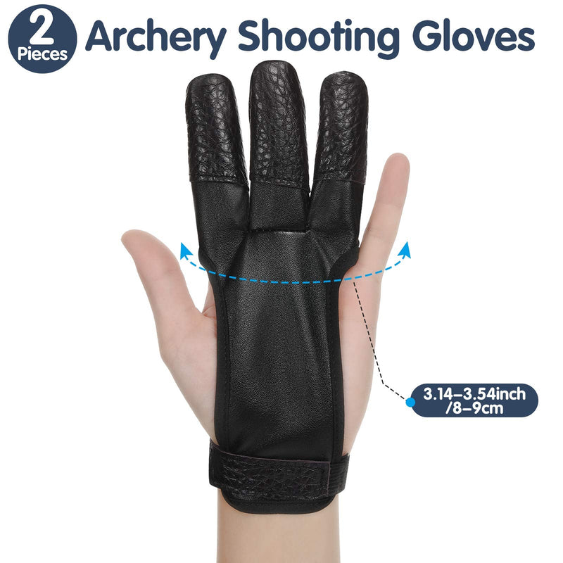 Skylety 2 Pieces Archery Gloves Shooting Finger Protector Artificial Leather Archery Shooting Gloves 3 Fingers Archery Finger Guard for Men Women and Youth - BeesActive Australia