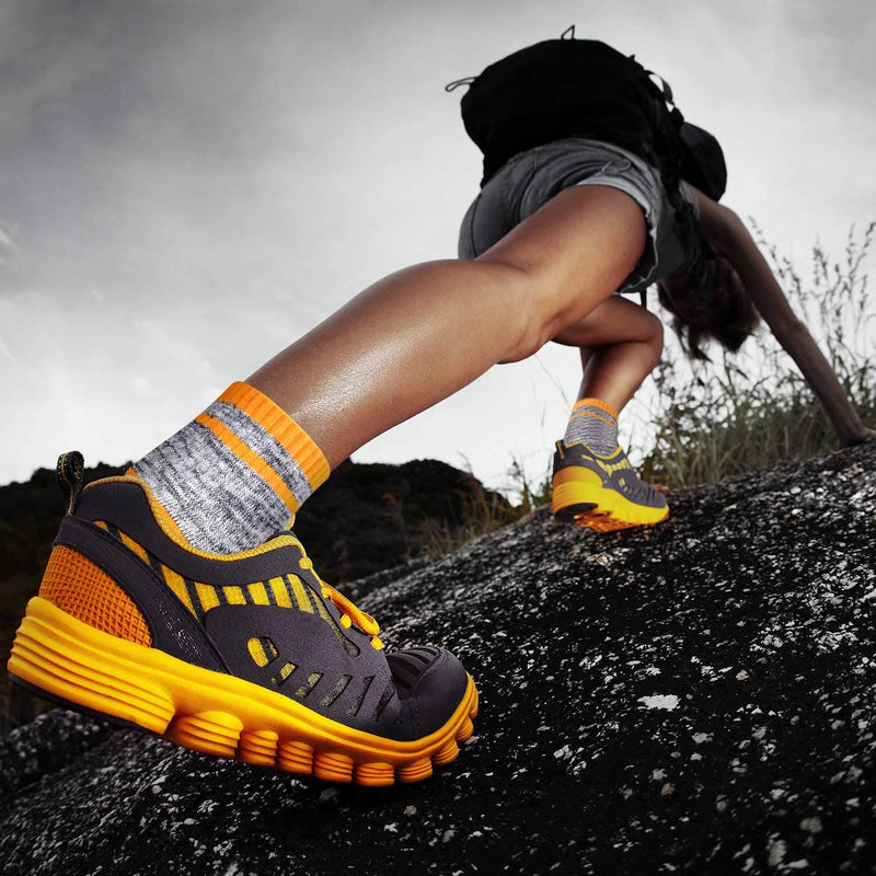 Hiking Walking Socks For Women, FEIDEER Multi-pack Outdoor Recreation Socks Moisture Wicking Crew Socks Gray Blue/Gray Pink/Gray - Quarter 4.5-7 - BeesActive Australia