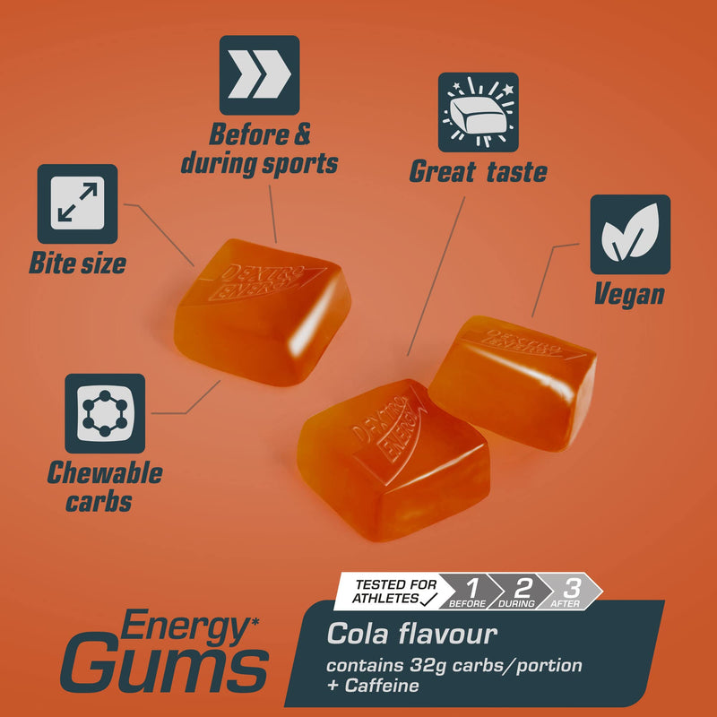 Dextro Energy I Energy Gums | Cola + Caffeine I Pocket Size Energy on the Go | For active lifestyle| Good Taste I Vegan I 8 x 45 g - BeesActive Australia