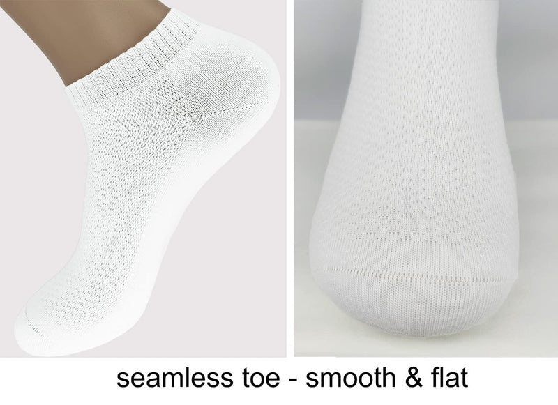 100% Cotton Ankle Socks for Men,Mens Running Socks Low Cut (Size 6-9,7 Pairs) White - BeesActive Australia