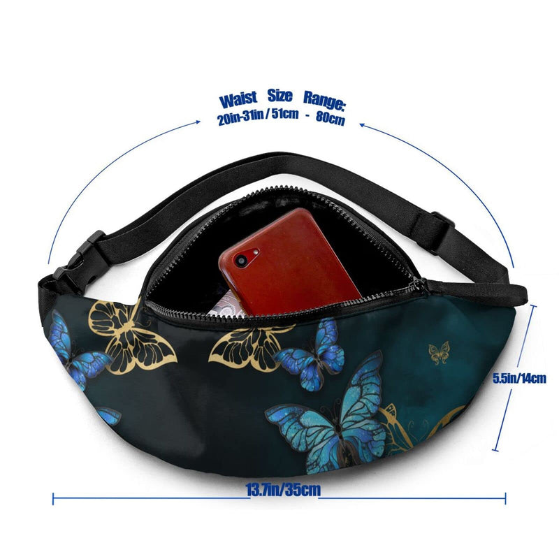 Beautiful Butterflies Fanny Pack For Men Women,With Adjustable Zipper Lightweight Strap Waist Pack For Casual Running Hiking Beautiful Butterflies - BeesActive Australia