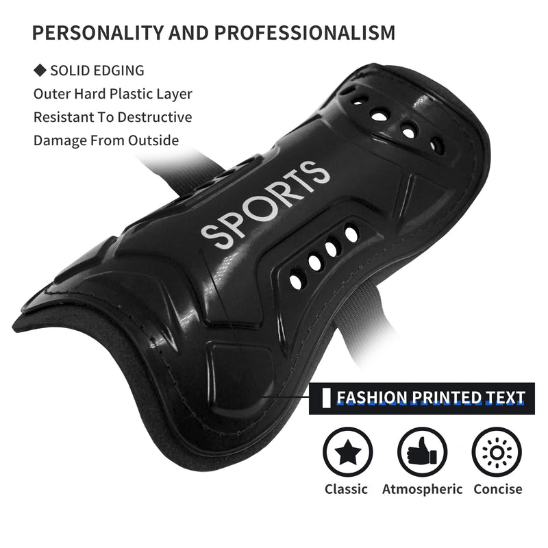 AIMISICAR Soccer Shin Guards Toddler Kids Youth, Shin Pads and Long Soccer Socks for 3-15 Years Old Boys and Girls for Football Games, Lightweight and Breathable Soccer Equipment Shin Guards + Socks, Black + Blue M ( 3'9" - 4'6" Tall ) - BeesActive Australia