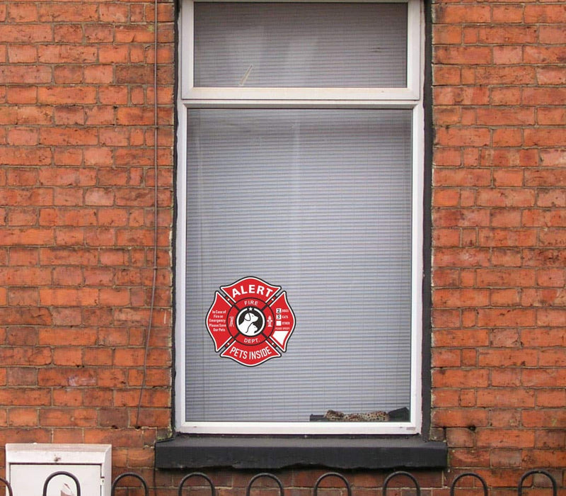 Pet Alert Stickers Static Cling Window Decals Emergency Pets Rescue Sign (6 Pack) with Bonus: Pet Home Alone Wallet Card & Key Tag - NO Adhesive, Removable, UV Resistant - BeesActive Australia