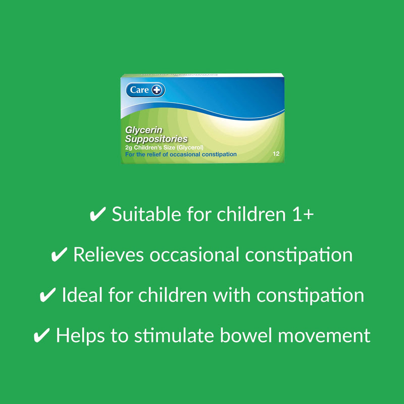 Care Children Constipation Relief Suppositories, Glycerin Suppositories - 12S (2g Glycerol) - BeesActive Australia