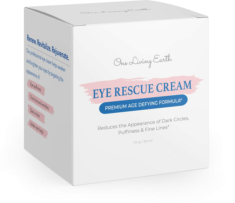 One Living Earth Eye Rescue Cream - Clinically Proven Syn-Coll Collagen-Stimulating Peptide - Anti Aging Formula for Wrinkles, Dark Circles, Fine Lines, Under Eye Bags & Puffiness - BeesActive Australia