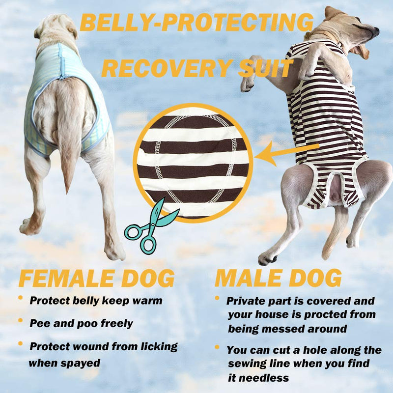 Kukaster Pet Dog’s Recovery Suit Post Surgery Shirt for Female and Male Dog, E-Collar Alternative Wound Protective Clothes for Big Dogs 2xl purple stripe - BeesActive Australia