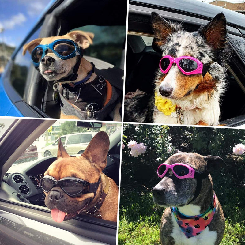 NAMSAN Dog Goggles Small-Medium Breed Anti-UV Glare Pet Sunglasses Medium Adjustable Windproof Anti-Fog Dog Eye Protective Black - BeesActive Australia