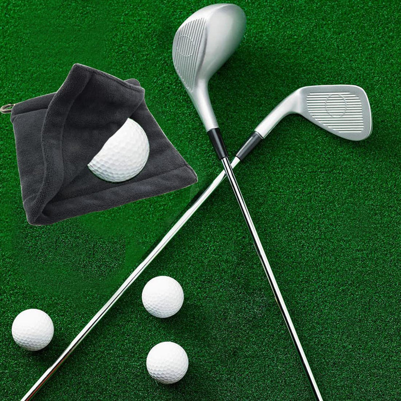 ZYAMY Golf Ball Cleaning Towel Pocket Golf Towel with Clip Sweat-Absorbent Wiping Cloth Cleaning Tool Golf Accessories, Black - BeesActive Australia