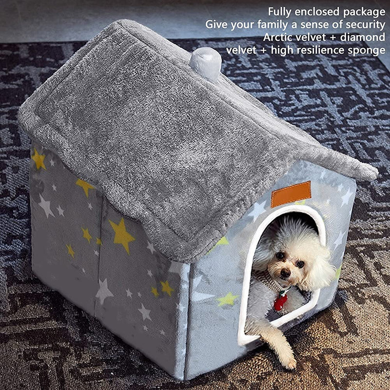 Aquarius CiCi Dog House Indoor, Foldable Dog House Kennel Bed Mat with Cushion for Small Medium Large Dogs Cats, Winter Warm Cat Nest Puppy Cave Sofa Pet Products (Small), Green, Gray, Pink (CYZ47) - BeesActive Australia