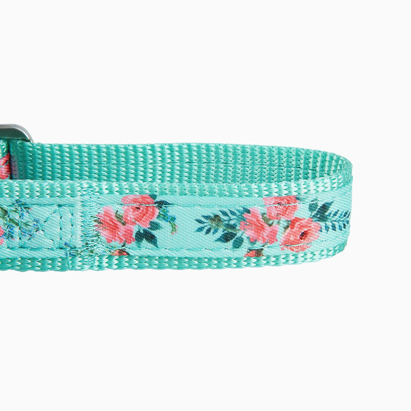 YUDOTE Martingale Dog Collars with Quick Snap Buckle in Floral Print, Flower Nylon No Pull Collars for Female Male Large Medium Small Dogs Large (Neck 15"-19") Green - BeesActive Australia