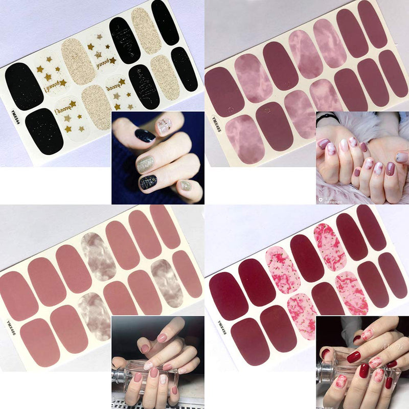 SILPECWEE 20 Sheets Adhesive Nail Polish Wraps Decals Tips and 1Pc Nail File Glitter Nail Art Stickers Strips Set Manicure Kit for Women NO2 - BeesActive Australia