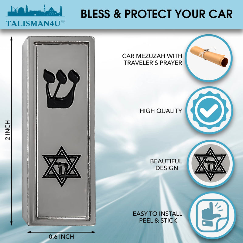 TALISMAN4U Protection CAR MEZUZAH with Travelers Prayer Scroll Jewish Star of David & Hebrew Chai Mezuza Jerusalem Israel Judaica Gift - BeesActive Australia