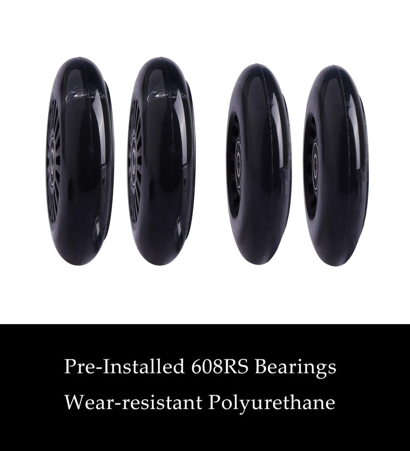 WHEELGOO Wiggle Car Polyurethane Replacement Wheels Set (Front,2P Light Up), Swing Car Tires Pack (Rear,2P Narrower) Upgrade for Original Plasma Car, Lil Rider, Ride-on Toys Black - BeesActive Australia