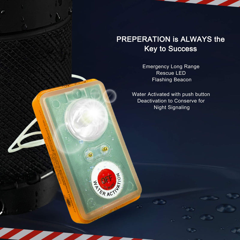 [AUSTRALIA] - WICKED Life Jacket Strobe Light for Man Overboard Survival Vest; Water Activated, High Intensity Beam Locator, Emergency Long Range Rescue LED Flashing Beacon 