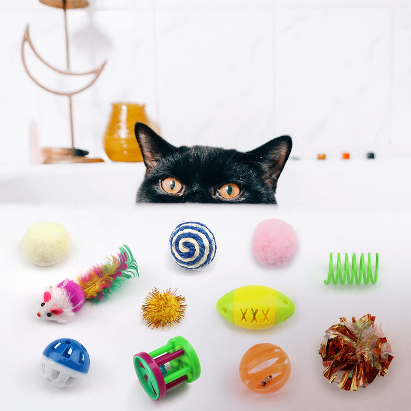 Cat Toys Kitten Toys Assortments, 32 Packs Cat Toys Variety Pack for Kitty, Cat Balls with Bells,Cat Feather Toy, Cat Mouse Toy, Cat Crinkle Balls, Catnip Toys for Indoor Cats Kittens - BeesActive Australia