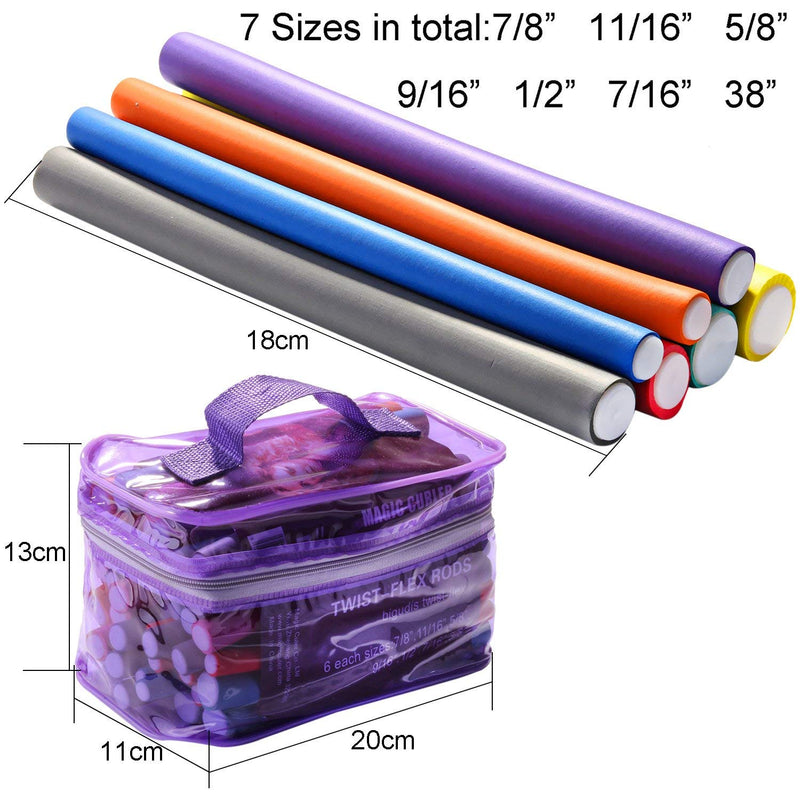 Foam Hair Rollers, Queta 42pcs No Heat Hair Curlers Flexible Rollers Hair Rods For Long Hair Rollers - BeesActive Australia