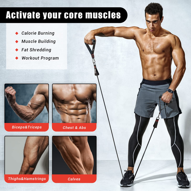 COFOF Resistance Bands Set with Handles, Exercise Bands Workout Bands Fitness Bands with Door Anchor, Legs Ankle Straps for Resistance Training，Physical Therapy，Home Gym Workout 200Lbs Black - BeesActive Australia