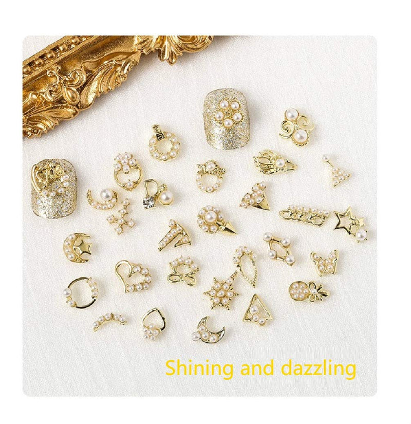 Nail Art Rhinestones, 3D Rhinestones for Nails, Luxury Charms Crystals Diamonds Gold Metal Gem Stones for DIY Nail Art Beauty Design and Nail Decoration Craft, 20 Pcs - BeesActive Australia