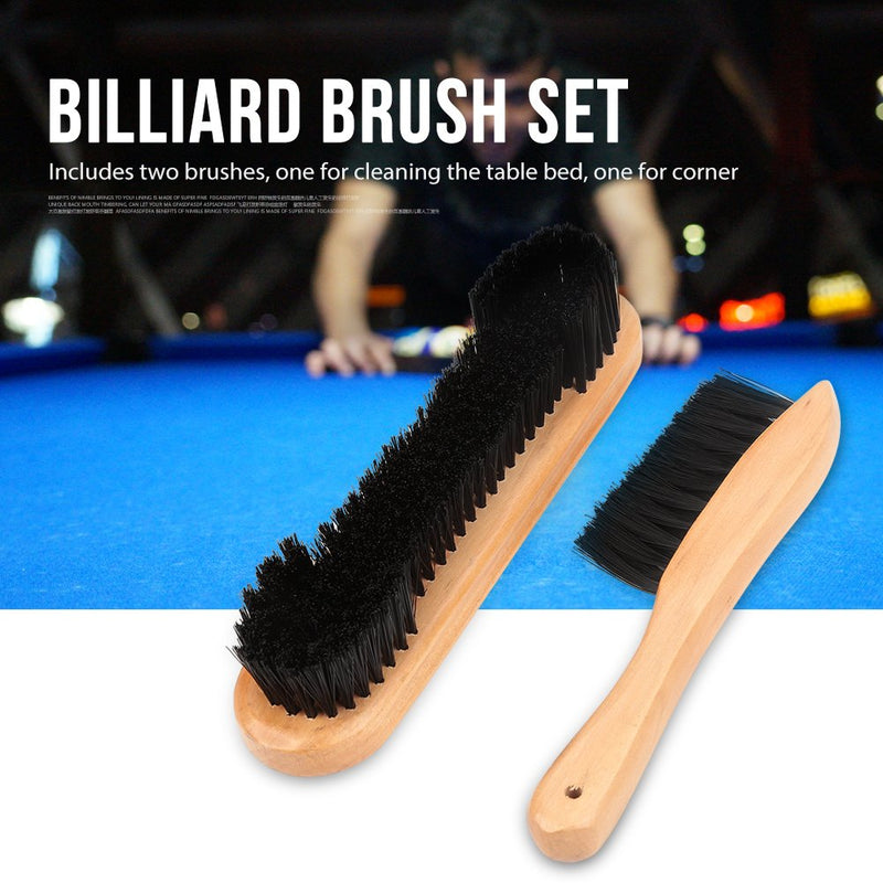 [AUSTRALIA] - Dilwe 2pcs Rail Brush Pool Snooker Billiard Table Brush Horsehair Rail Wooden Handle Billiard Table Cleaning Tool 