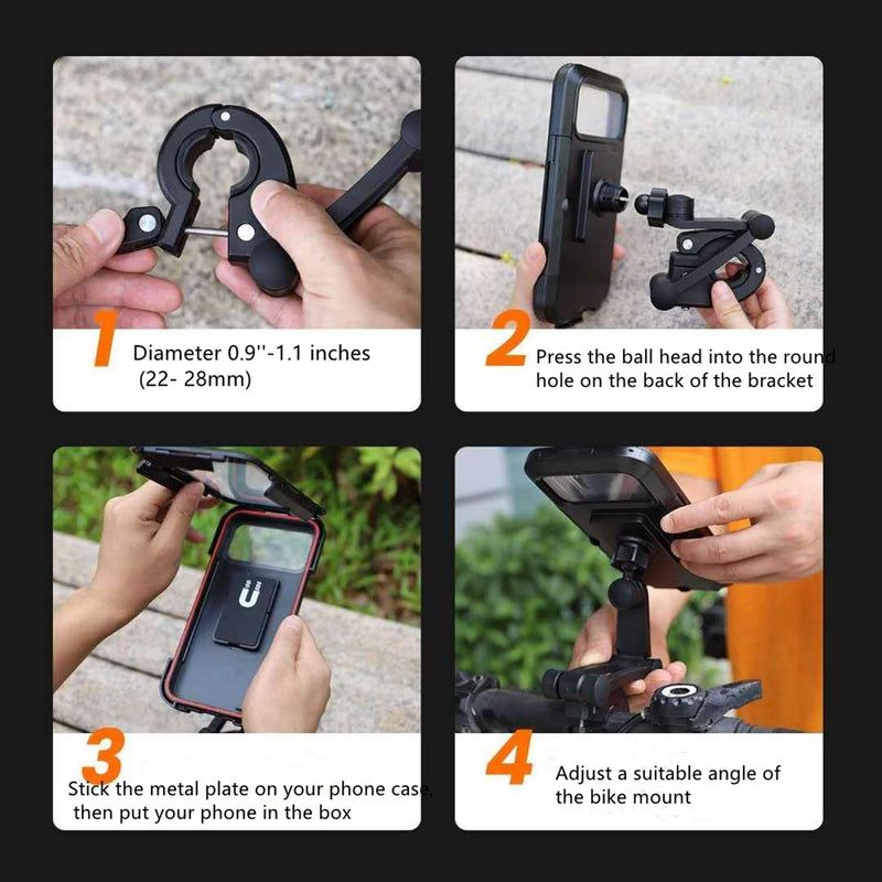 AMOYE Bike Phone Mount, Waterproof Bike Cell Phone Holder for Motorcycle/Bike Handlebars, Bicycle Phone Case with Touch Screen Fits for Outdoor Riding Under 6.7" Phone Mount - BeesActive Australia