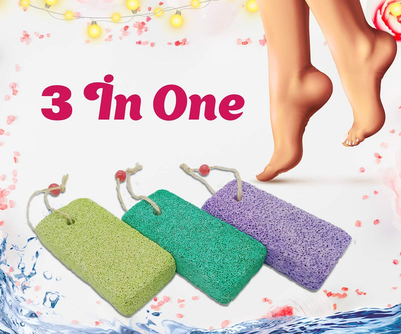 3 PCS Foot Pumice Stone Scrubber for Hard Skin - Heavy Callused Feet - Small Callus Remover/Foot Scrubber Stone for Men/Women by - 2 in 1 Pumice Stone for Feet - Heels - Hands and Body - BeesActive Australia