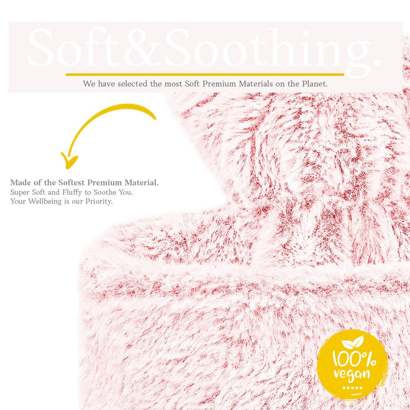 Qomfor Hot Water Bottle with Cover - Premium Fluffy Faux Fur Cover with Kangaroo Pocket - 1.8l Large - Hot Water Bag for Pain Relief, Neck and Shoulders, Hands and Feet, Cosy Nights (Pink) Pink - BeesActive Australia