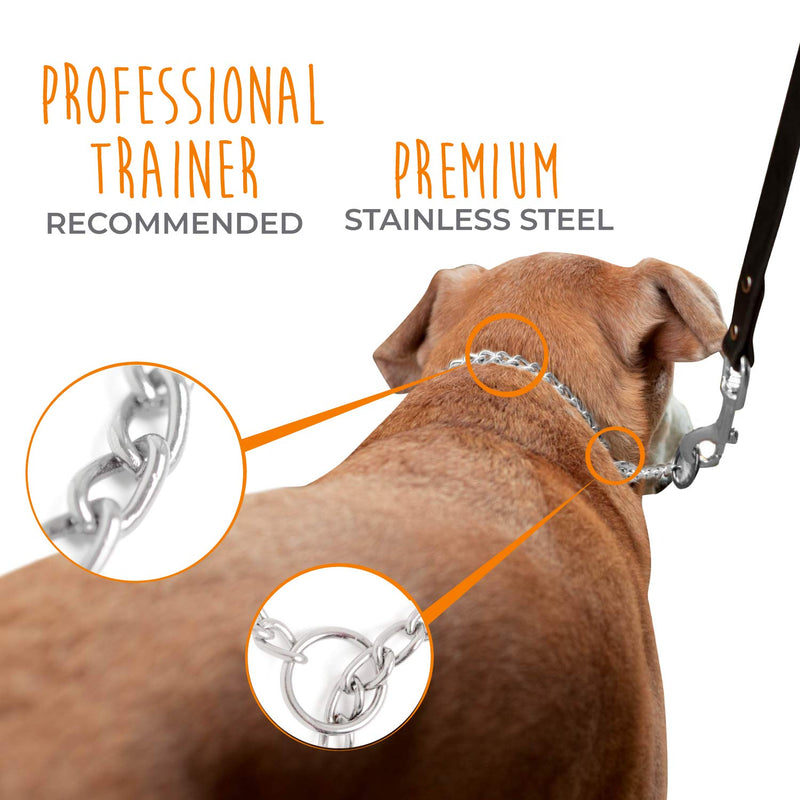 Mighty Paw Slip Collar. Premium Stainless Steel Choke Collar. Strong, Durable, Weather Proof, Tarnish Resistant Metal Chain. No Pull Dog Training Collar. 18" - BeesActive Australia