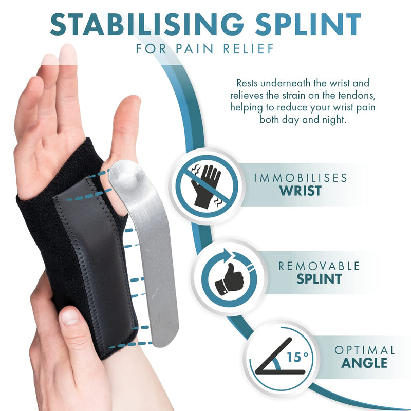 Actesso Advanced Wrist Support Brace - Carpal Tunnel Splint - Relieves Wrist Pain, Sprains, Tendonitis and RSI (Large Left) L - BeesActive Australia