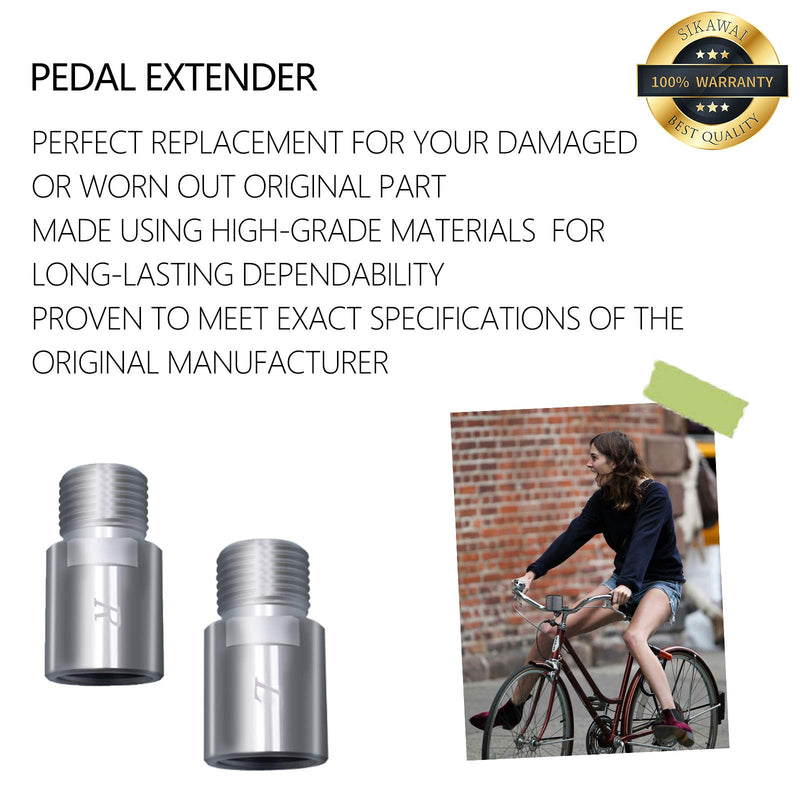 Sikawai Bike Pedal Extenders Chrome-Molybdenum Steel Bicycle Pedal Extender Fit Any 9/16 in Threaded Pedals Bike SPD MT MTB BMX Road Street Bicycle Extended 20mm/ 0.79in (1 Pair) - BeesActive Australia