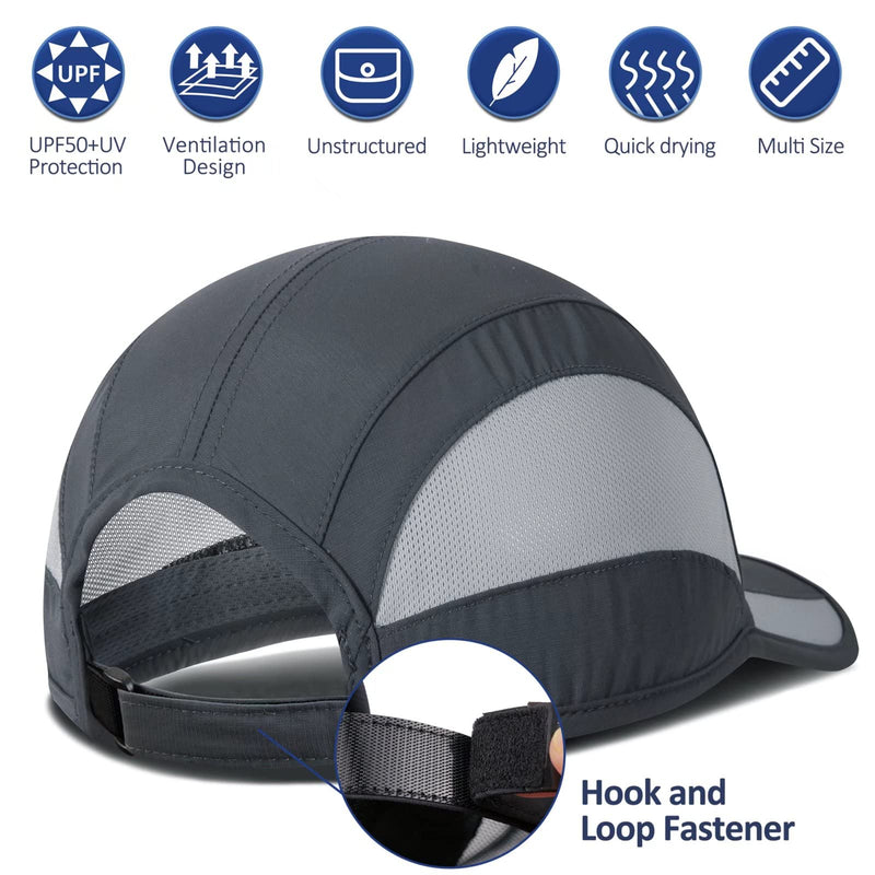 GADIEMKENSD Outdoor Running Hat Unstructured Sports Cap Quick Dry Mesh for Adults Dark Gray 7-7 1/2 - BeesActive Australia