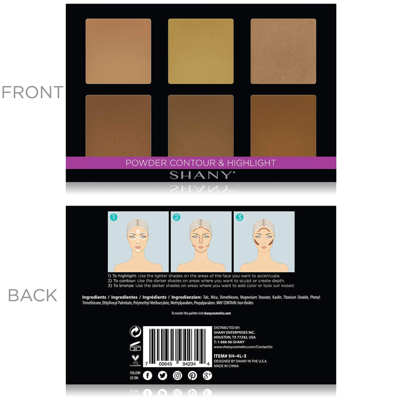 SHANY Powder Contour & Highlight Palette with Mirror - Layer 3 - Refill for the Contour and Highlight 4-Layer Makeup Kit Foundation - BeesActive Australia