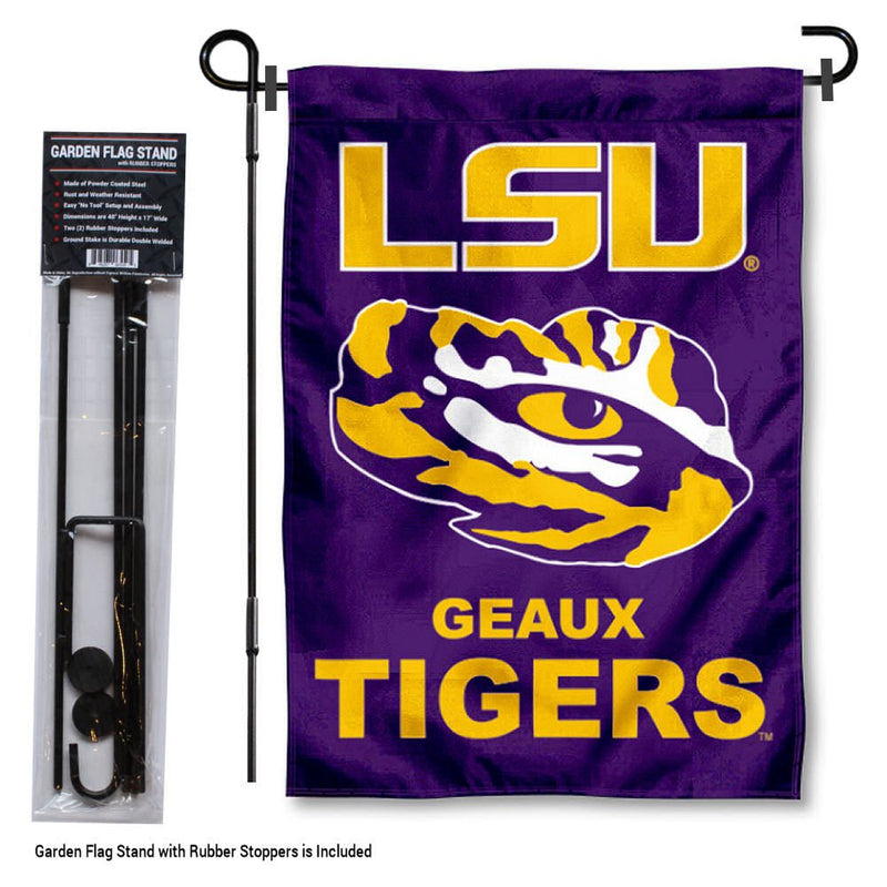 College Flags & Banners Co. Louisiana State LSU Tigers Geaux Garden Flag with Stand Holder - BeesActive Australia