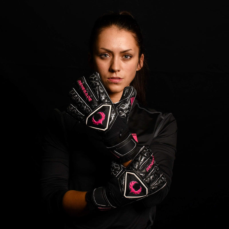 Renegade GK Triton Goalie Gloves with Microbe-Guard (Sizes 5-11, 3 Styles, Level 2) Pro-Tek Fingersaves & Durable 3.5+3MM Super Grip | Great Hard Ground Goalkeeper Glove | Based in The USA Frenzy - Roll-Negative Hybrid Cut - BeesActive Australia