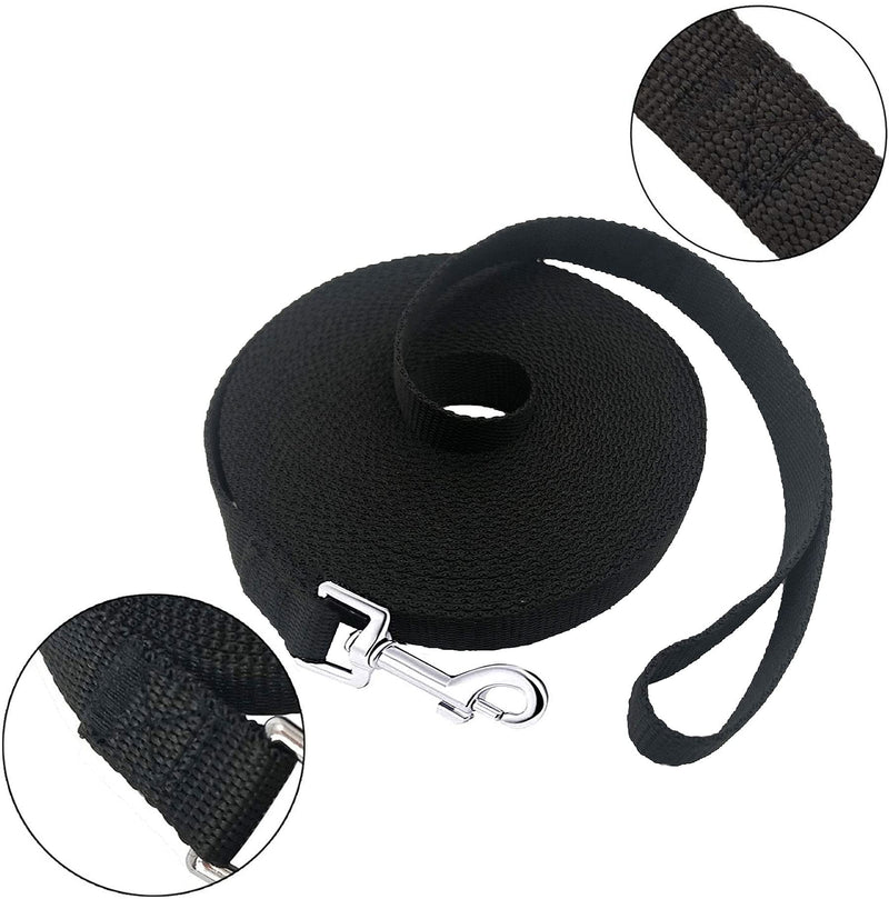 PETGOGO 15ft 20ft 30ft 40ft 50ft Long Dog/Puppy Lead Obedience Recall Training Dog Leashes for Small Medium Dogs Camping, Training, Play, or Backyard 20 FT Black - BeesActive Australia