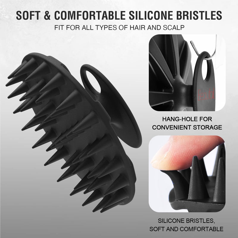 BEAUTAIL Hair Scalp Massager Shampoo Brush, Soft Silicone Head Care Scrubber and Exfoliator for Dandruff Removal and Hair Growth, Washing Hair Scrub Brush for Women Men Pet, 1 Pack, Black - BeesActive Australia