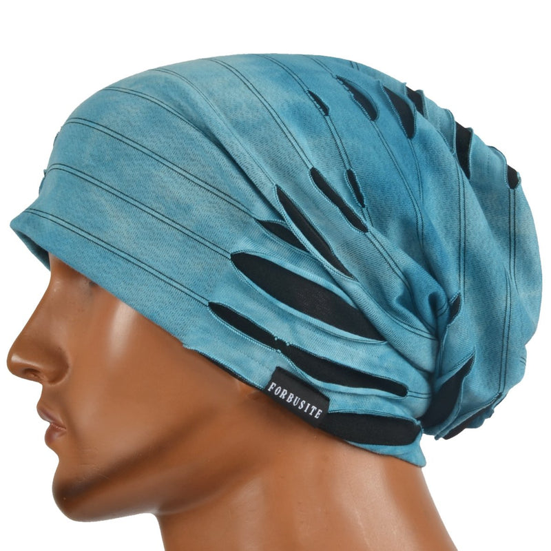 JESSE · RENA Men's Chic Striped Thin Baggy Slouch Summer Beanie Skull Cap Hat 9a-blue - BeesActive Australia