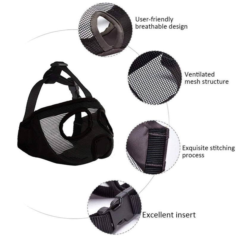 JYHY Short Snout Dog Muzzles- Adjustable Breathable Mesh Bulldog Muzzle for Biting Chewing Licking Training Grooming Dog Mask Medium/11"-17" Grey(Eyehole) - BeesActive Australia
