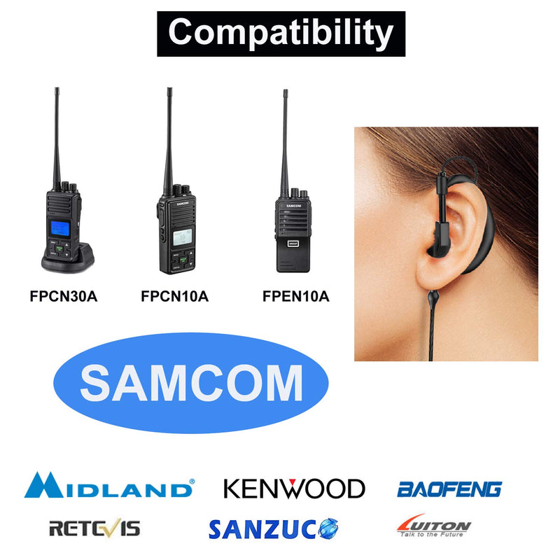 SAMCOM 2-Pin Black Earpiece Earphone Headset for Two Way Radio FPCN10A FPCN30A FPEN10A Walkie Talkie … - BeesActive Australia