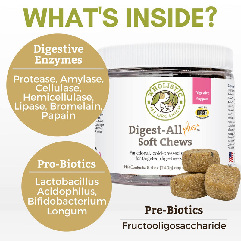 Wholistic Pet Organics:Dog Probiotics and Digestive Enzymes-Probiotic Chews for Dogs Digestive Health,Support Gut Health Immune Supplement Prevents Dog Digestive Problems-Puppy Probiotic Original 120 Count - BeesActive Australia