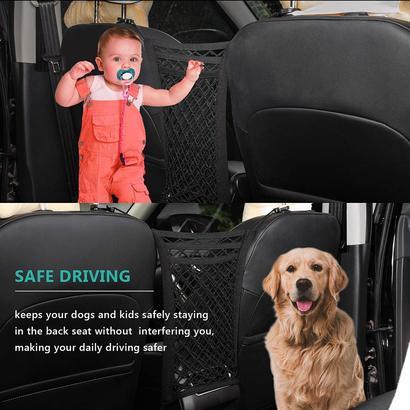 PRIDEEP Dog Car Net Barrier 3 Layers with Auto Safety Mesh Organizer, Universal Stretchable Pet Barrier Backseat Storage Mesh Bag Dog Car Divider Net for Cars, SUVs-Drive Safely with Children and Pets - BeesActive Australia