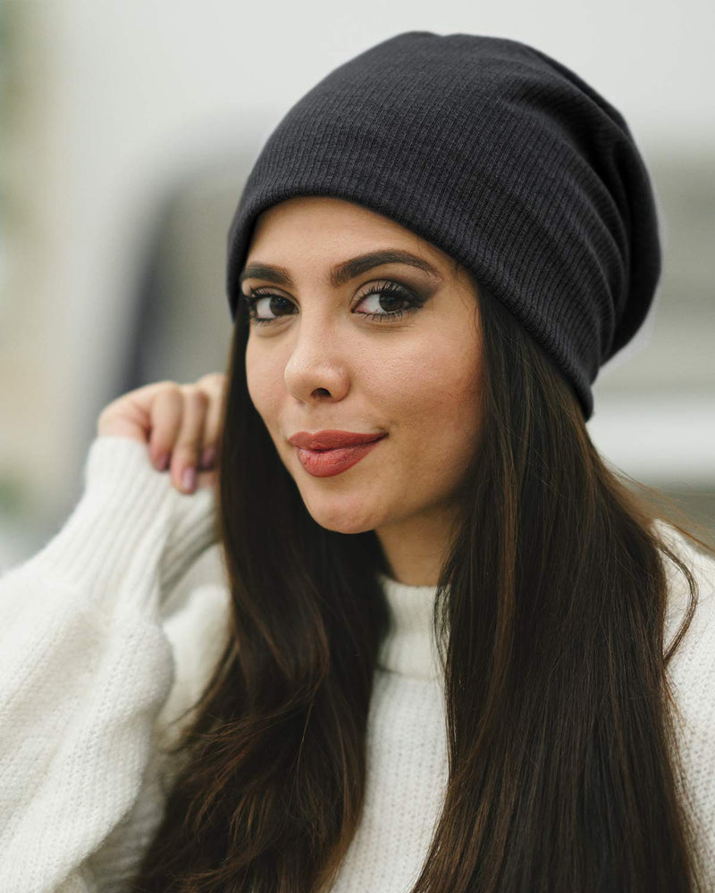 Trendy Stylish Beanie of Quality Knit Fabric, Breathability & Elasticity Skull Cap Hat … 01 Stripes-black - BeesActive Australia