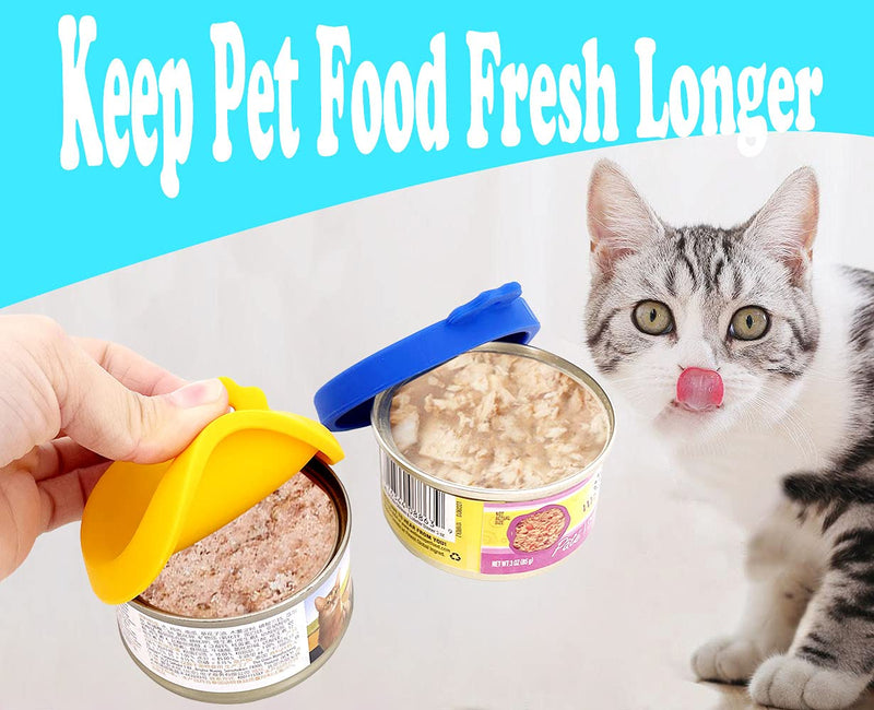 COMTIM Cat Food Can Lids, Silicone Pet Food Can Lids Small Cat Food Can Lids Covers for 3 oz Cans, 2 Lids with a Cat Food Spoon - BeesActive Australia