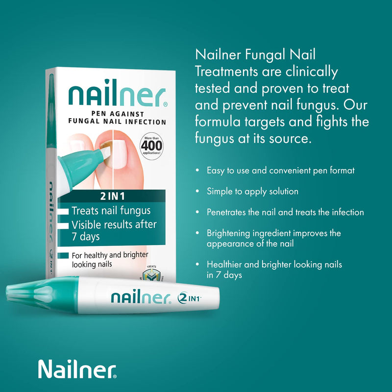 Nailner Fungal Nail Treatment Pen 4 ml - Extra Strong Anti Fungal Nail Treatment for Toenails - 2 in 1 Treat & Prevent Toe Nail Fungus - Antifungal Nail Infection - Clinically Tested & Fast Results Single - BeesActive Australia