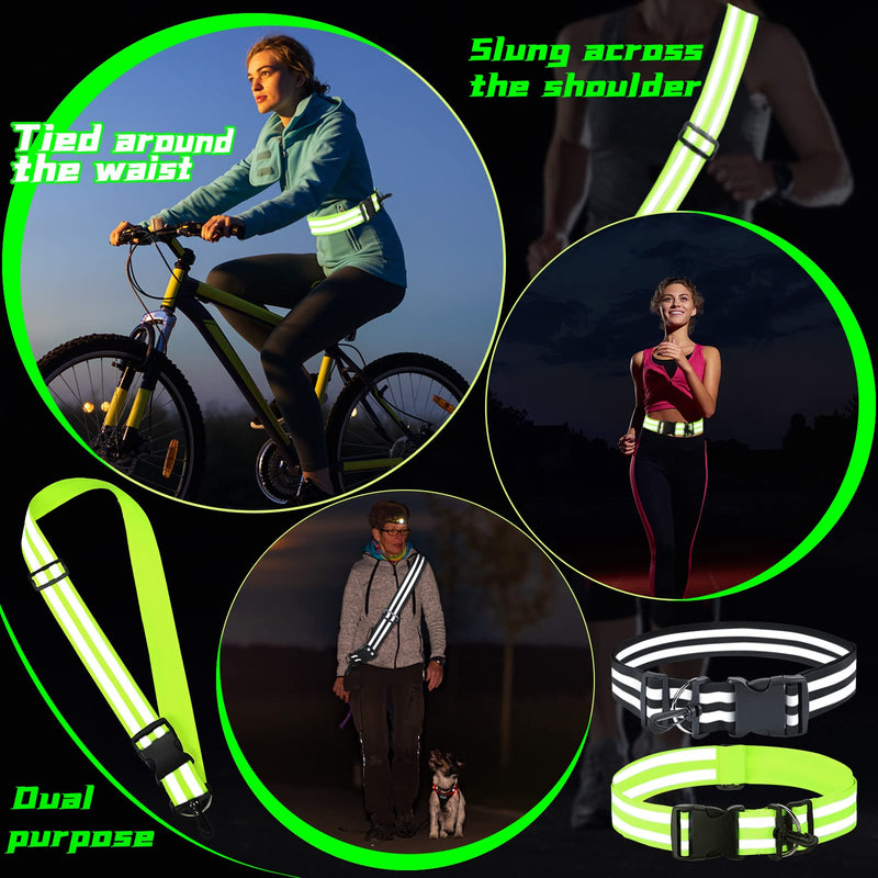 Saintrygo Reflective Sash 2 Pieces Reflective Running Gear High Visibility Safety Reflective Sash Reflective Jacket Adjustable Reflective Sash for Walking Cycling at Night Fluorescent Green, Black - BeesActive Australia